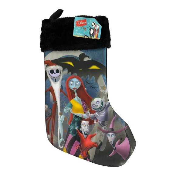 Nightmare Before Christmas Sally Jack Stocking Black Fuzzy Faux Fur Top 15" NEW - Picture 2 of 5